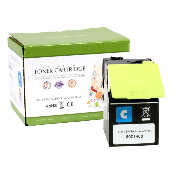 Non-OEM Remanufactured Replacement Cartridge for Lexmark 80C1HC0 (3K) Cyan