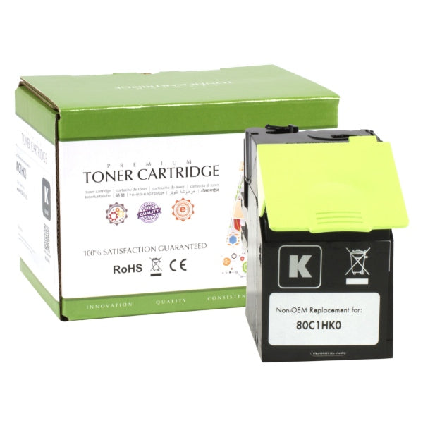 Non-OEM Remanufactured Replacement Cartridge for Lexmark 80C1HK0 (4K) Black