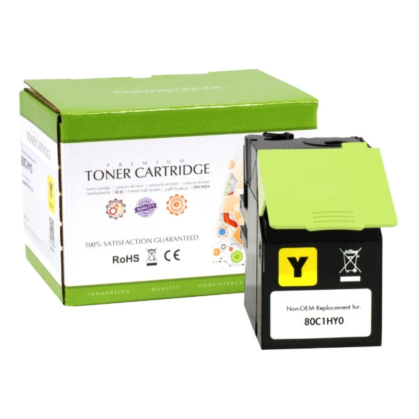 Non-OEM Remanufactured Replacement Cartridge for Lexmark 80C1HY0 (3K) Yellow